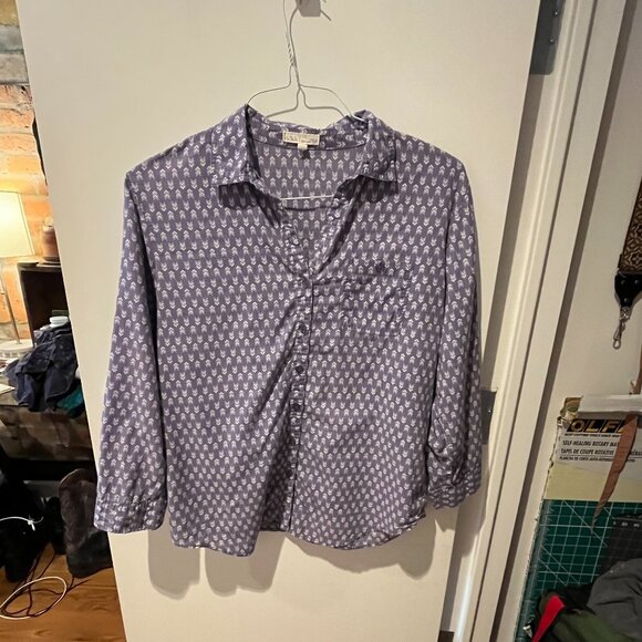 Hester & Orchard patterned arrow chevron lilac blouse lightweight size L - Picture 1 of 7